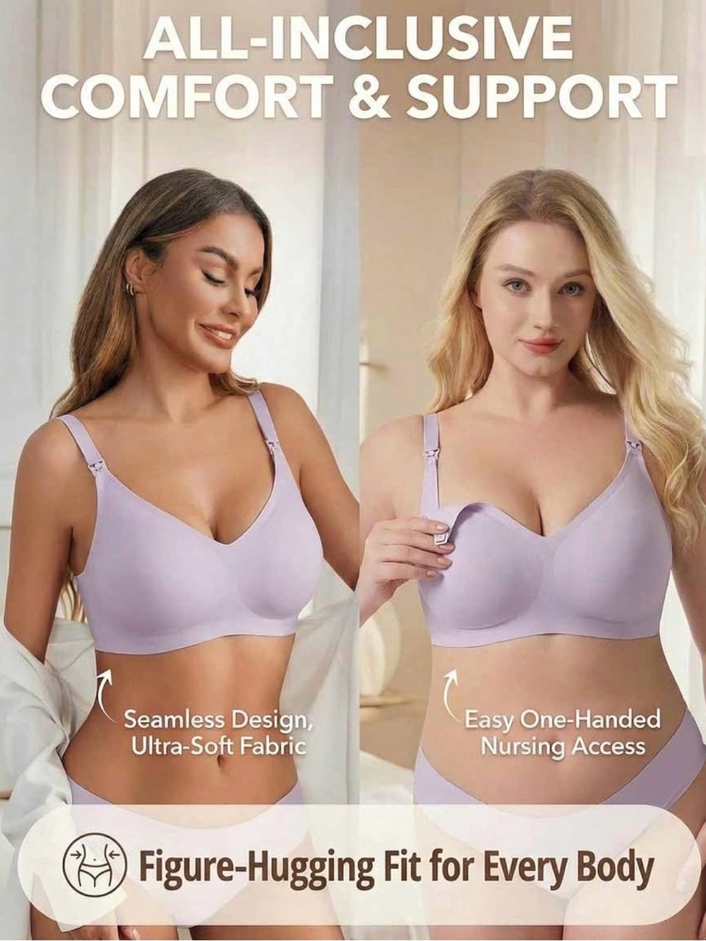 Avidlove Light Lilac Seamless Nursing Bra Wire-Free Maternity Sleep Bra NWT - Picture 6 of 11